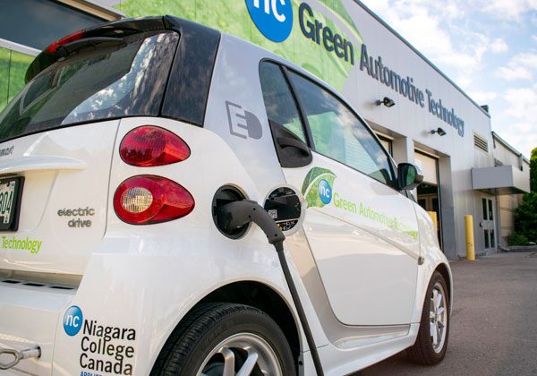 EV smart car being chaerged at NC's Green Automotive Technology Centre